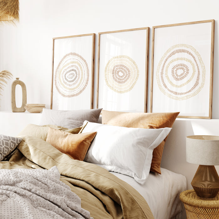 Minimalist Circle Blooms - Set of 3  - Art Prints or Canvases - Jetty Home
