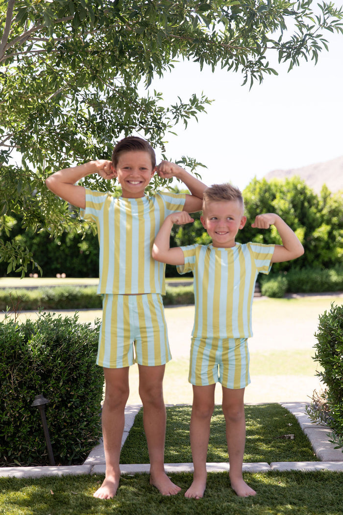 MINT + MUSTARD STRIPE | SHORT SET