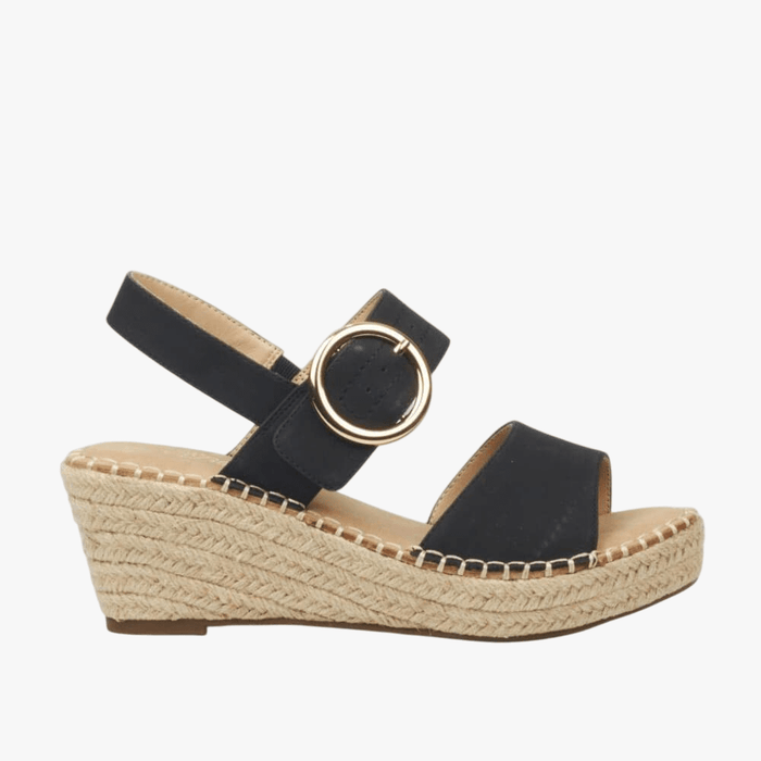 Miss Black Womens Jayda 9 Wedge Black Sandal | Miss Black