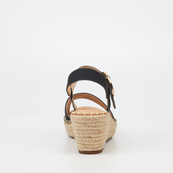 Miss Black Womens Jayda 9 Wedge Black Sandal | Miss Black