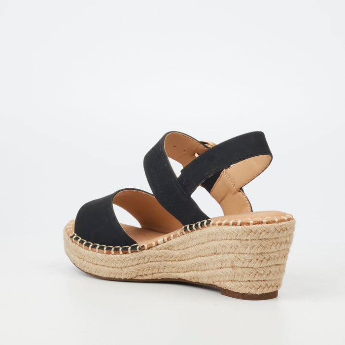 Miss Black Womens Jayda 9 Wedge Black Sandal | Miss Black