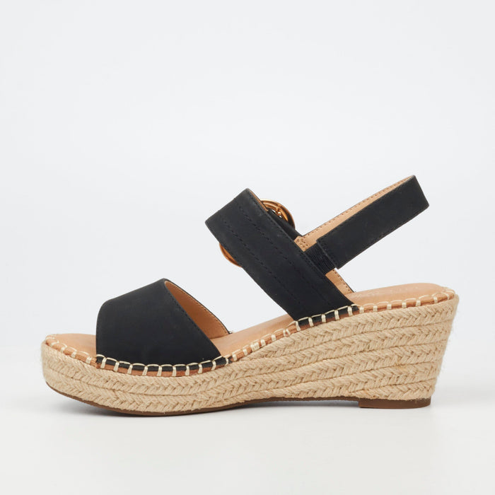 Miss Black Womens Jayda 9 Wedge Black Sandal | Miss Black