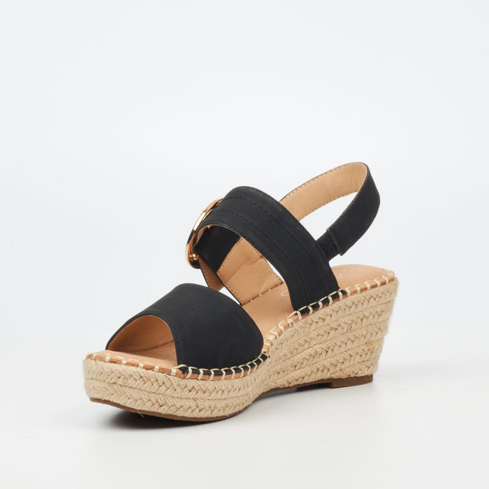 Miss Black Womens Jayda 9 Wedge Black Sandal | Miss Black