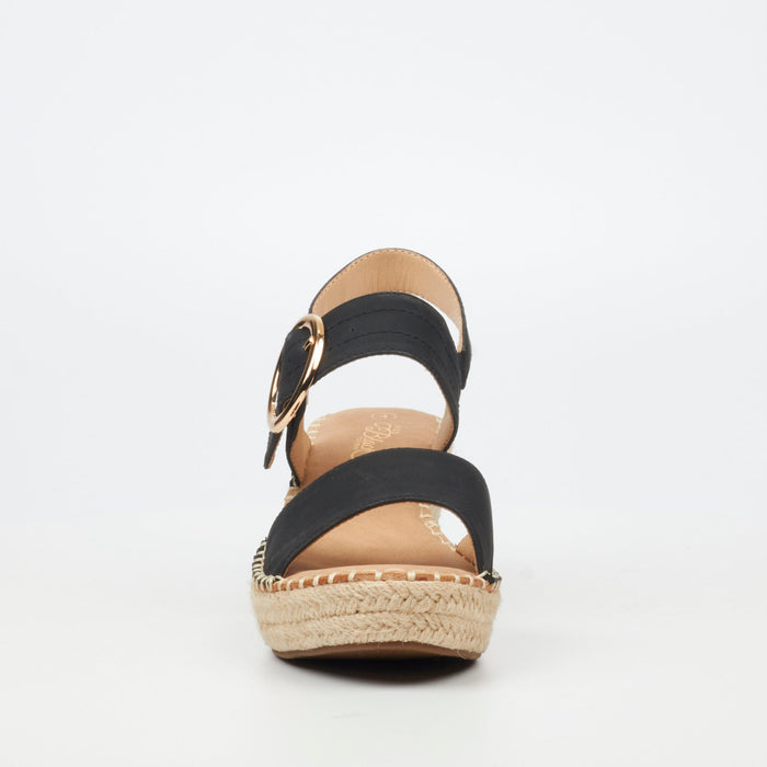 Miss Black Womens Jayda 9 Wedge Black Sandal | Miss Black