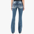 Miss Me Womens Broken Horseshoe Mid Rise Bootleg Jeans Miss Me