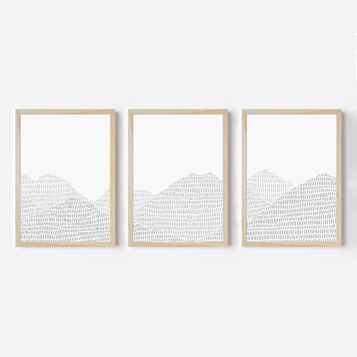 Modern Gray Mountain Landscape Illustration - Set of 3 - Jetty Home