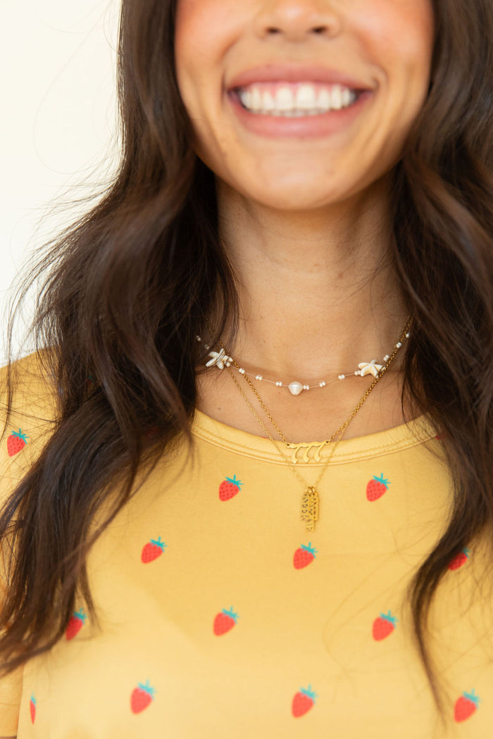 MUSTARD YELLOW STRAWBERRIES | WOMEN'S SHORT SET