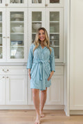 MUTED TEAL + BLUE STRIPE | WOMEN'S ROBE