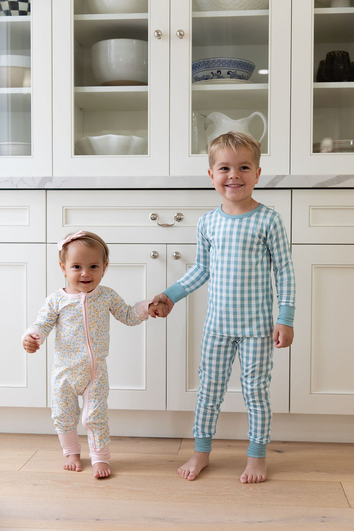 MUTED TEAL GINGHAM | LONG SLEEVE