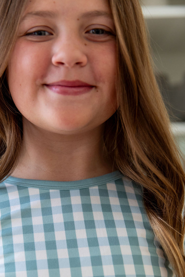 MUTED TEAL GINGHAM | LONG SLEEVE