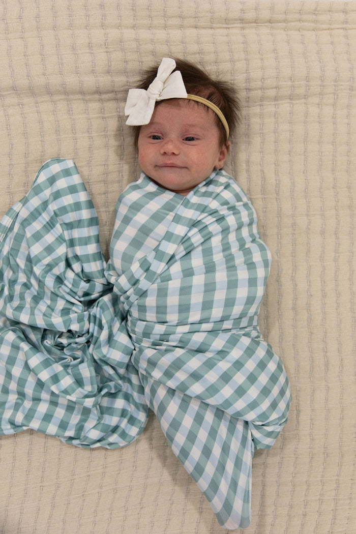 MUTED TEAL GINGHAM | SWADDLE