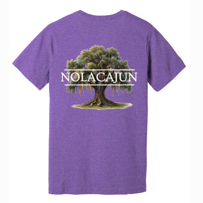 NolaCajun Mardi Gras Oak Tshirt Front View Louisiana Mardi Gras Oak Street Parade