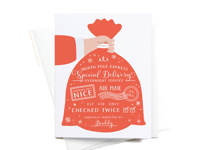 North Pole Express Special Delivery Greeting Card - Onderkast Studio