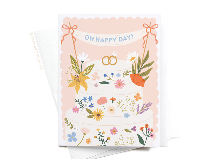 Oh Happy Day Floral Cake Greeting Card - Onderkast Studio