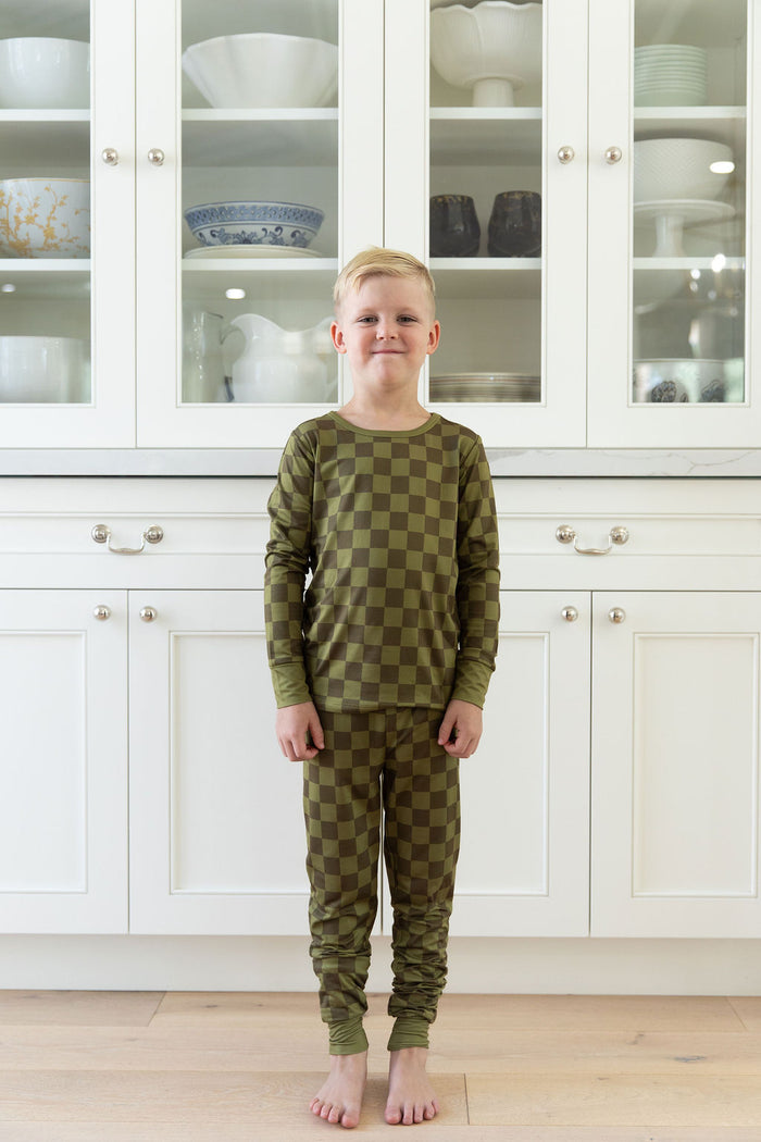 OLIVE CHECKER | LONG SLEEVE