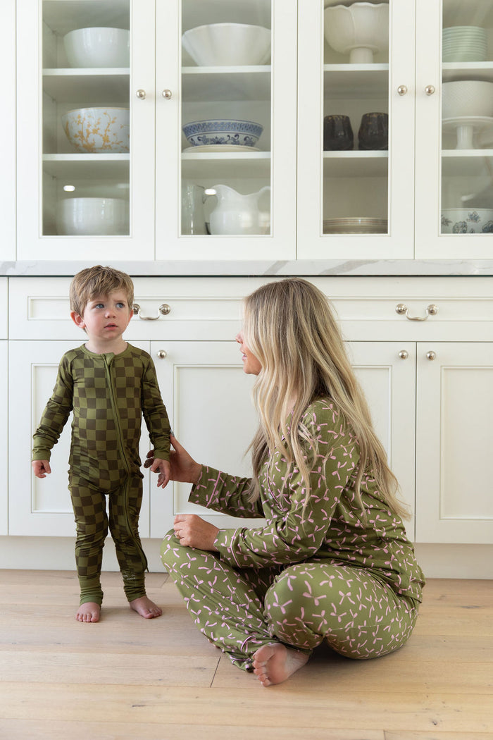 OLIVE CHECKER | ZIPPER ONE PIECE