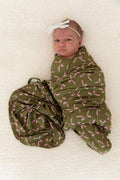 OLIVE + PINK BOWS | SWADDLE