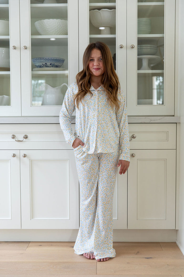 PASTEL FLORAL | GIRLS' BUTTON UP LONG SLEEVE SET