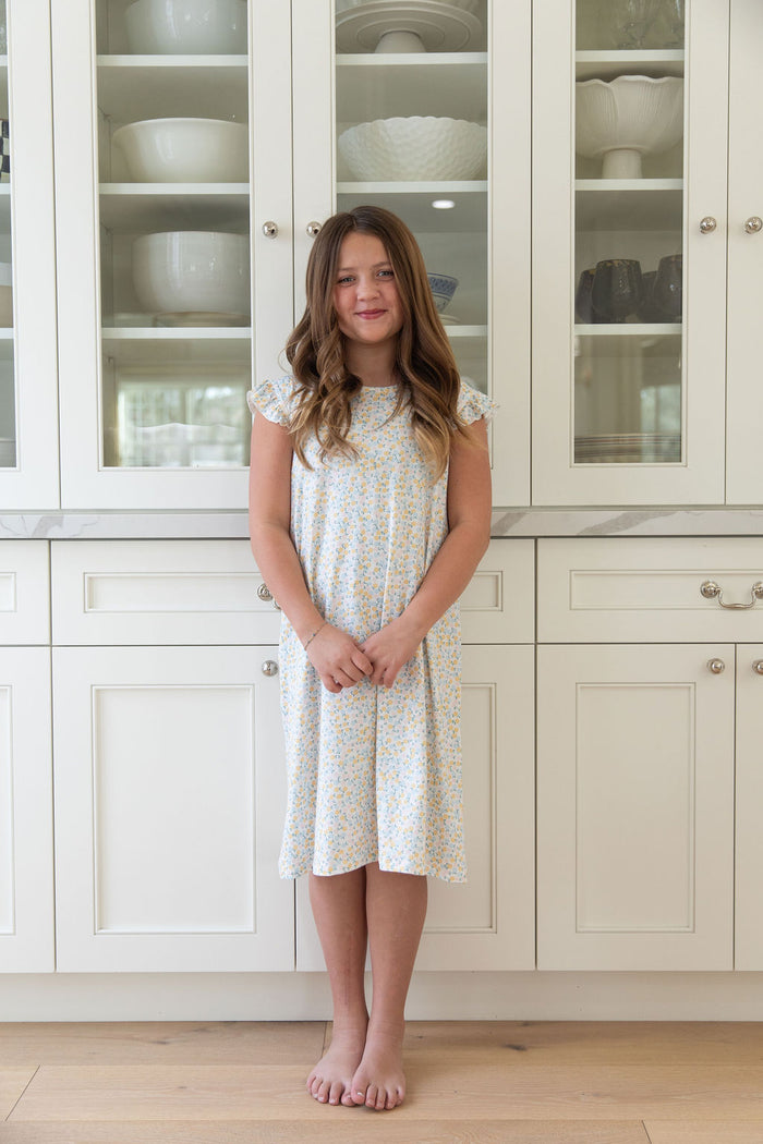 PASTEL FLORAL | RUFFLE SLEEVE DRESS