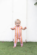 PINK + ORANGE STRIPE | SHORT SLEEVE ZIPPER ONE PIECE
