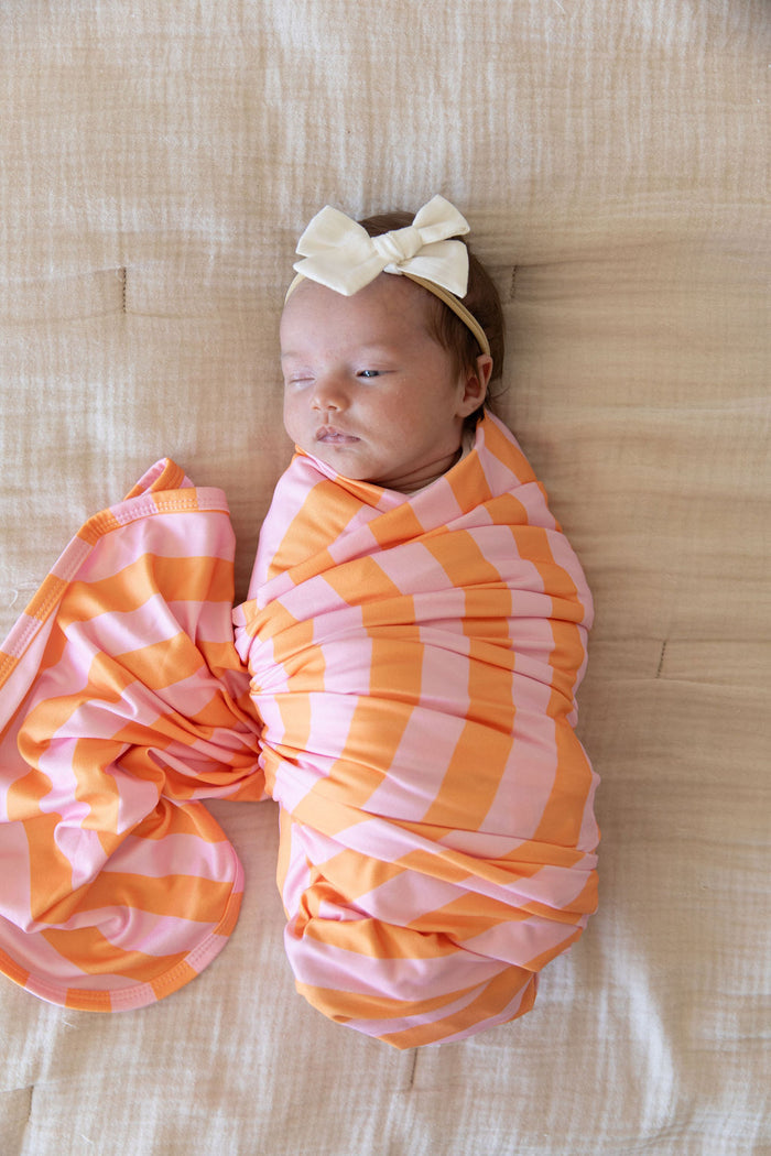 PINK + ORANGE STRIPE | SWADDLE