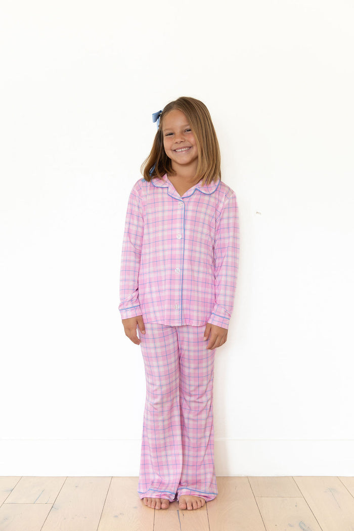 PINK PLAID | GIRLS' BUTTON UP LONG SLEEVE SET