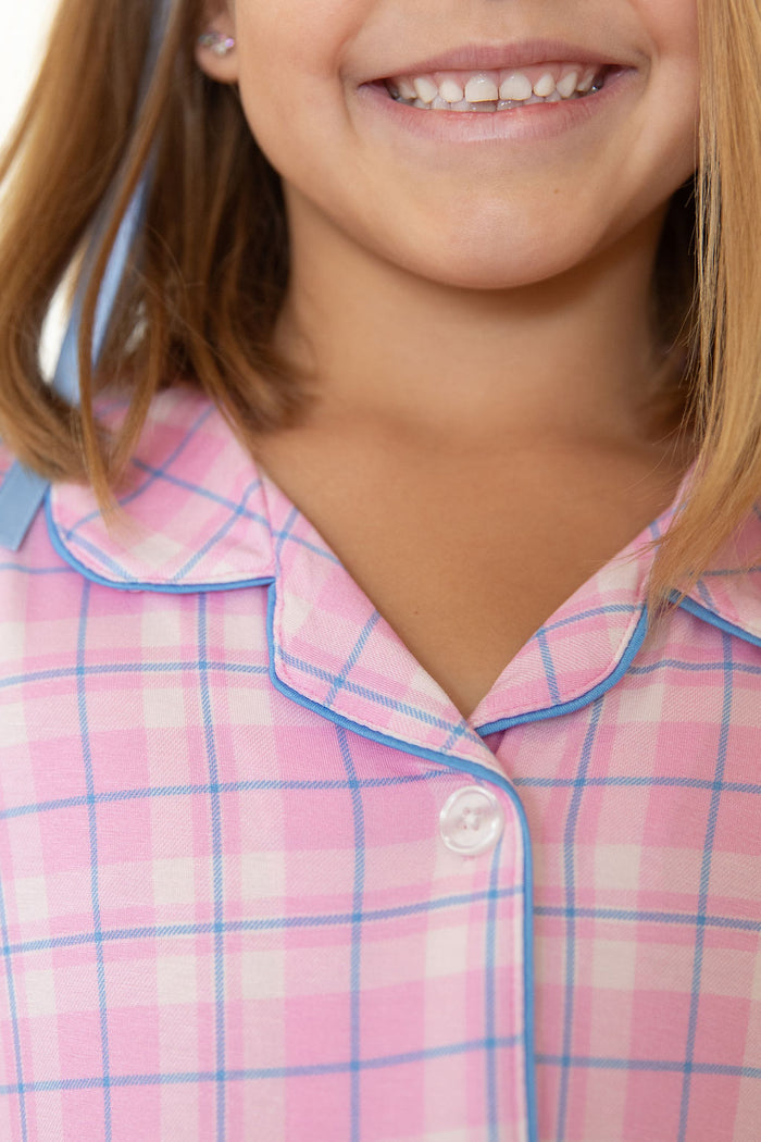 PINK PLAID | GIRLS' BUTTON UP LONG SLEEVE SET