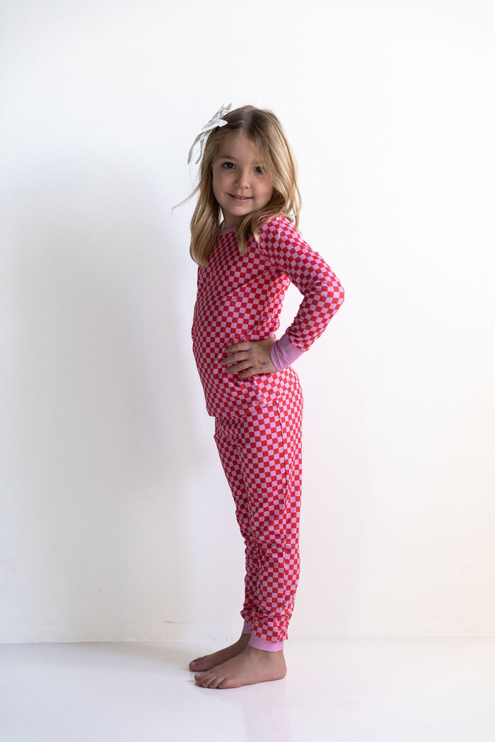 PINK + RED MINI CHECKER | LONG SLEEVE