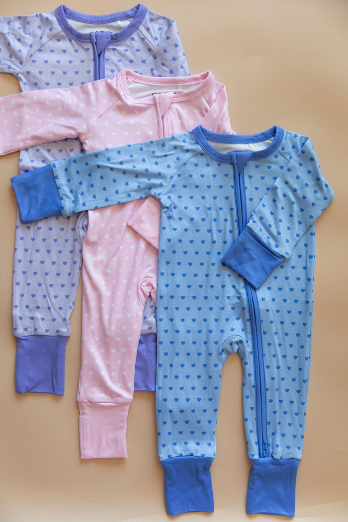 PINK + WHITE MINI HEARTS | ZIPPER ONE PIECE