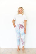 PLUM + LIGHT BLUE + WHITE TIE DYE | WOMENS JOGGERS