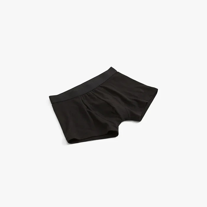 A single black knit men's boxer brief from the Polo 3 Pack, displayed angled with subtle fabric folds.
