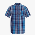 Polo Mens Bold Check Short Sleeve Shirt Blue | Polo
