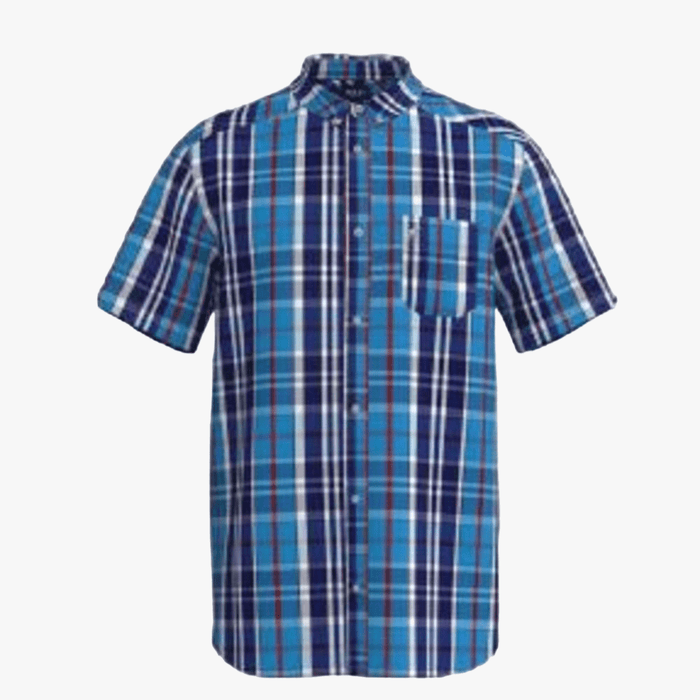 Polo Mens Bold Check Short Sleeve Shirt Blue | Polo