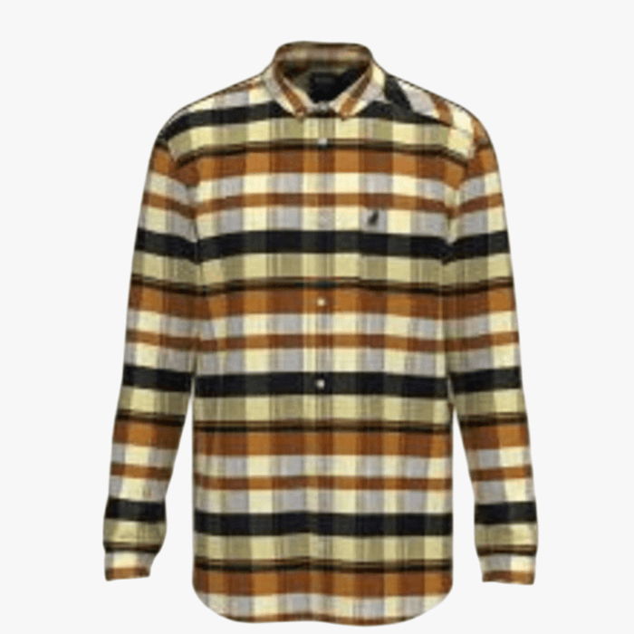 Polo Mens Easy Care Check Long Sleeve Shirt Orange | Polo