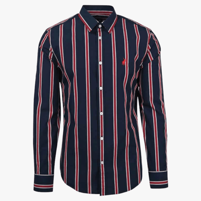 Polo Mens Geoff Stripe Long Sleeve Shirt Navy | Polo