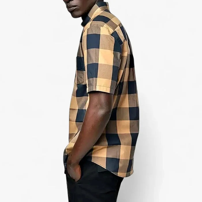 Polo Mens Large Check Short Sleeve Shirt Camel | Polo