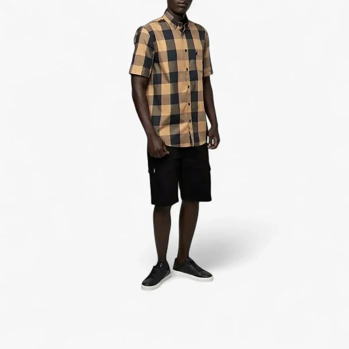 Polo Mens Large Check Short Sleeve Shirt Camel | Polo