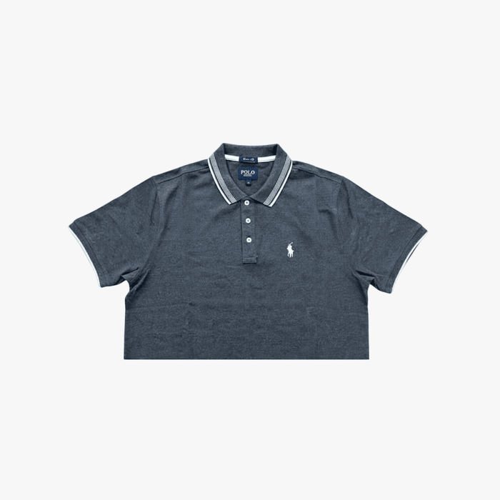 Polo Mens Tipped Melange Short Sleeve Golfer Charcoal | Polo