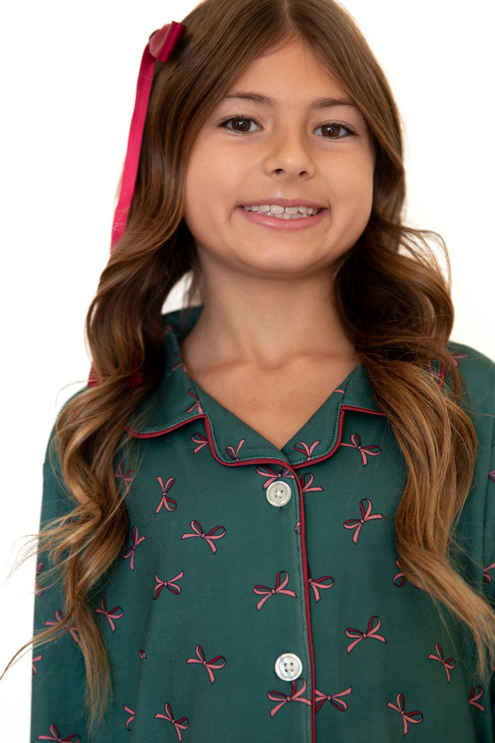 *PRE-ORDER* HOLIDAY BOWS | GIRLS' BUTTON UP LONG SLEEVE SET