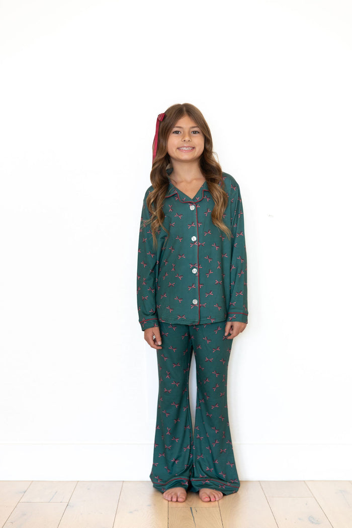 *PRE-ORDER* HOLIDAY BOWS | GIRLS' BUTTON UP LONG SLEEVE SET