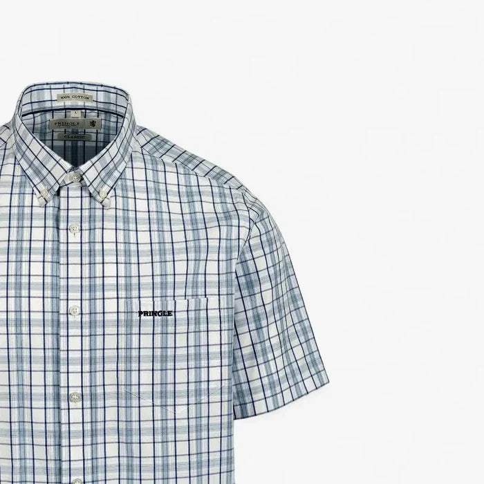 Pringle Mens Aspen Short Sleeve Classic Shirt Blue | Pringle