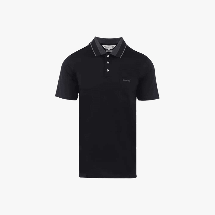 Pringle Mens Brooks Jacquard Collar Short Sleeve Golfer Navy | Pringle