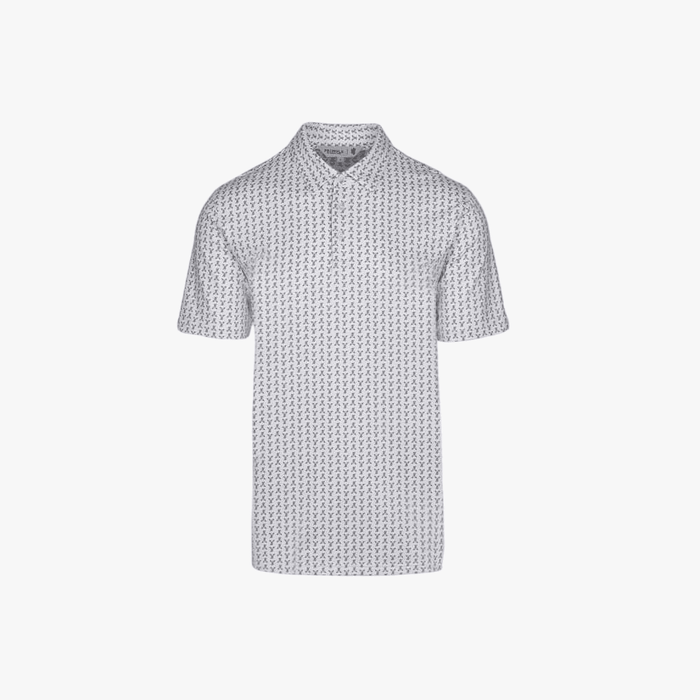 Pringle Mens George Printed Technical Short Sleeve Golfer White | Pringle