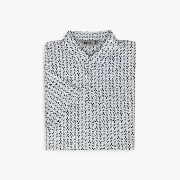 Pringle Mens George Printed Technical Short Sleeve Golfer White | Pringle
