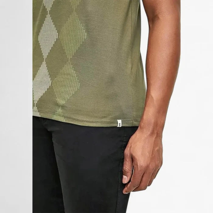Pringle Mens Hugo All Over Argyle Short Sleeve Tee Fatigue | Pringle