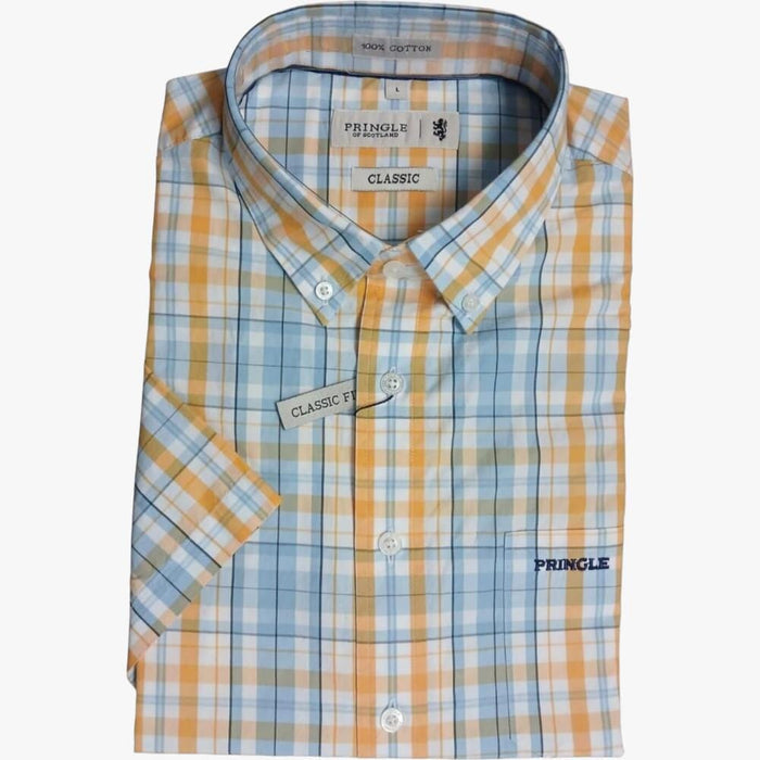 Pringle Mens Rocco Short Sleeve Shirt Yellow Pringle