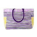 NolaCajun Purple and Gold Stripe Tote Front View Louisiana LSU Game Day Bag