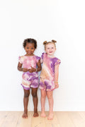 PURPLE + MAUVE + TAN TIE DYE SHORT SET *flawed*