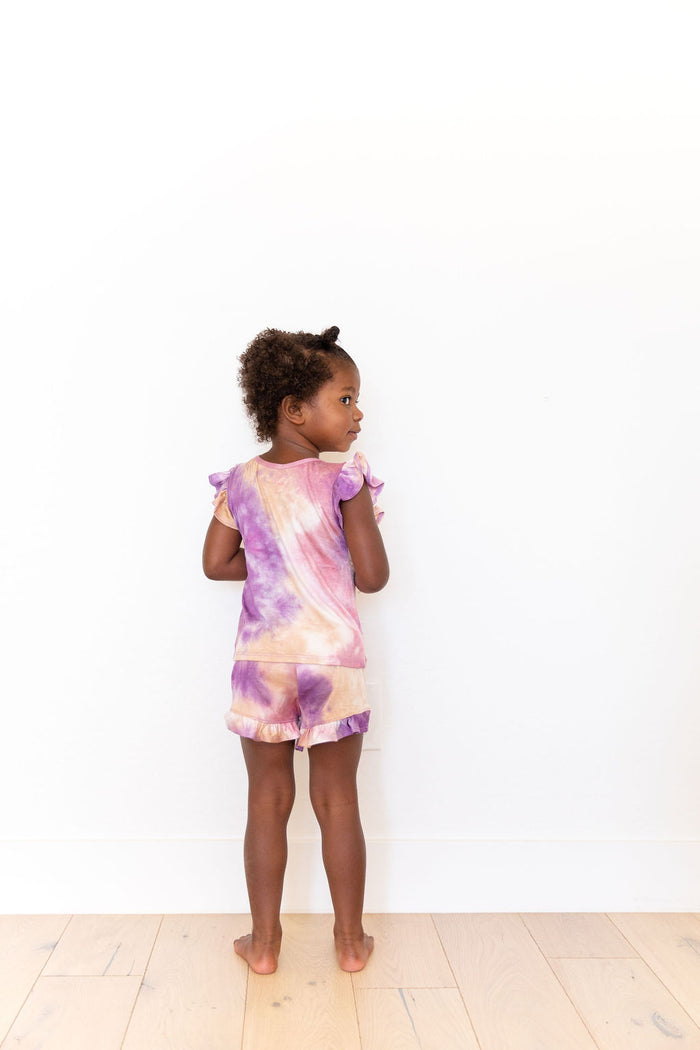 PURPLE + MAUVE + TAN TIE DYE SHORT SET *flawed*