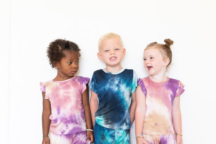 PURPLE + MAUVE + TAN TIE DYE SHORT SET *flawed*